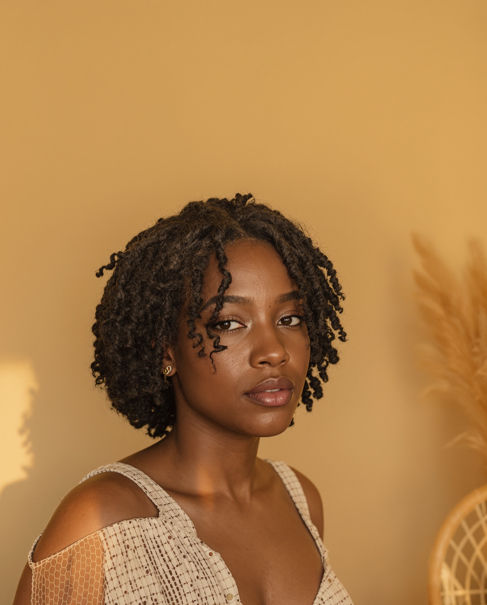 Natural afro-textured hair before a knotless braid install (sample result)