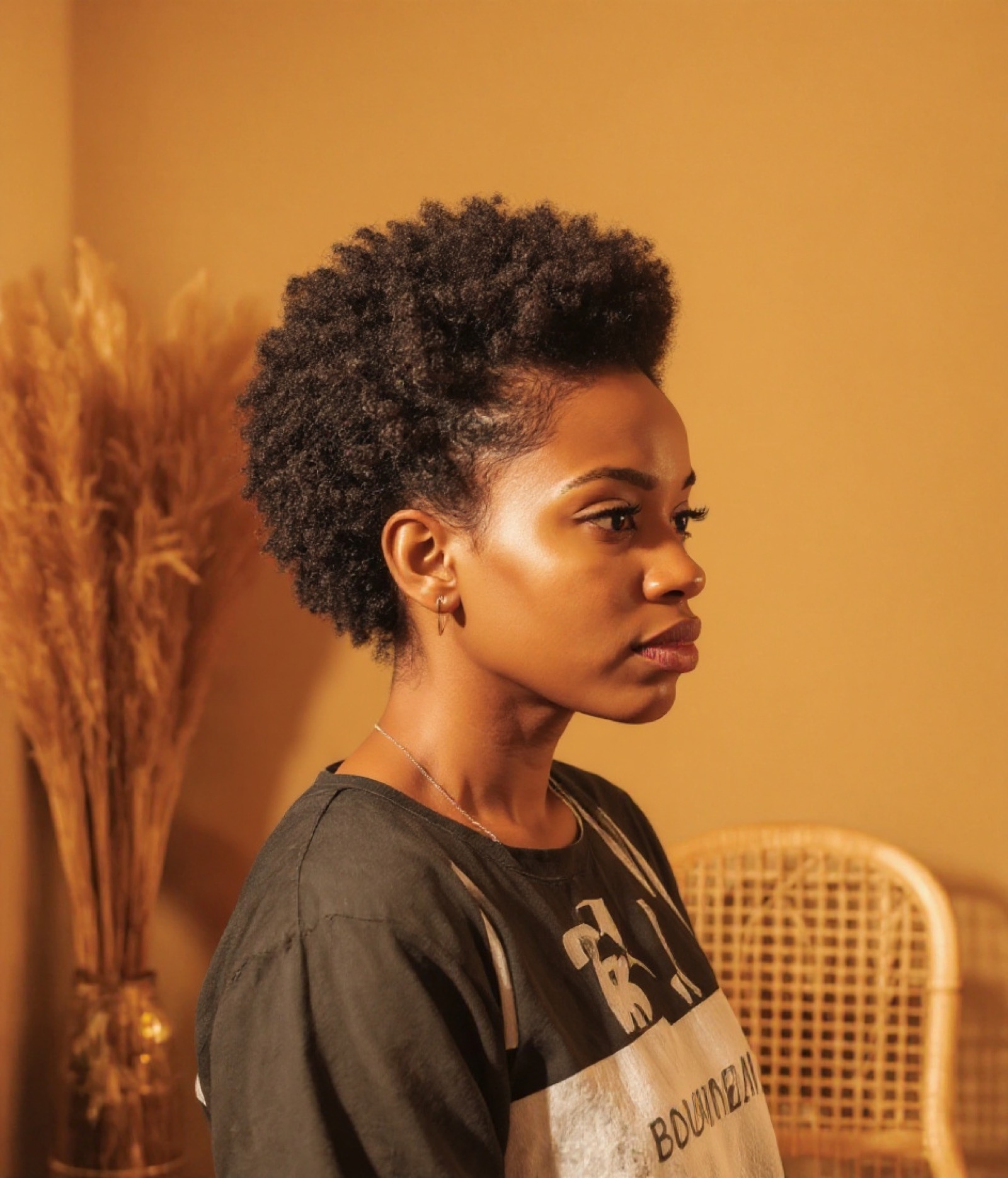 A short natural afro before a faux locs install (sample result)