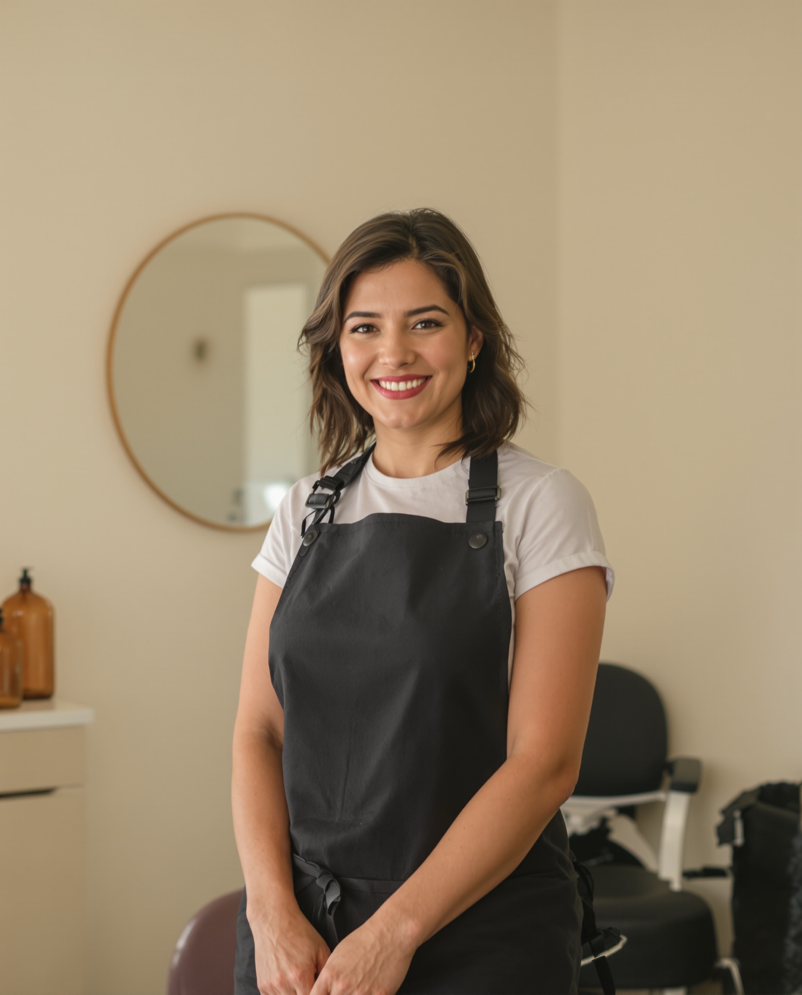 Renata Cruz, colorist and extensions specialist, in her studio