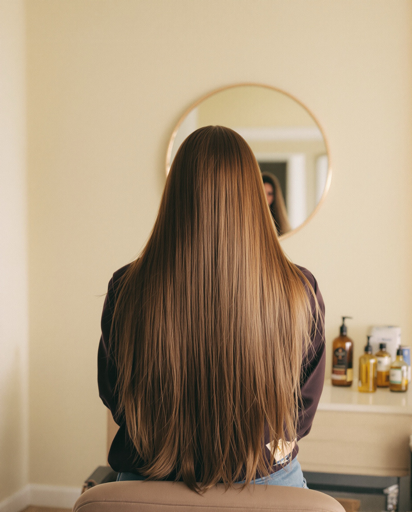 Long hand-tied extensions, color-matched from root to end