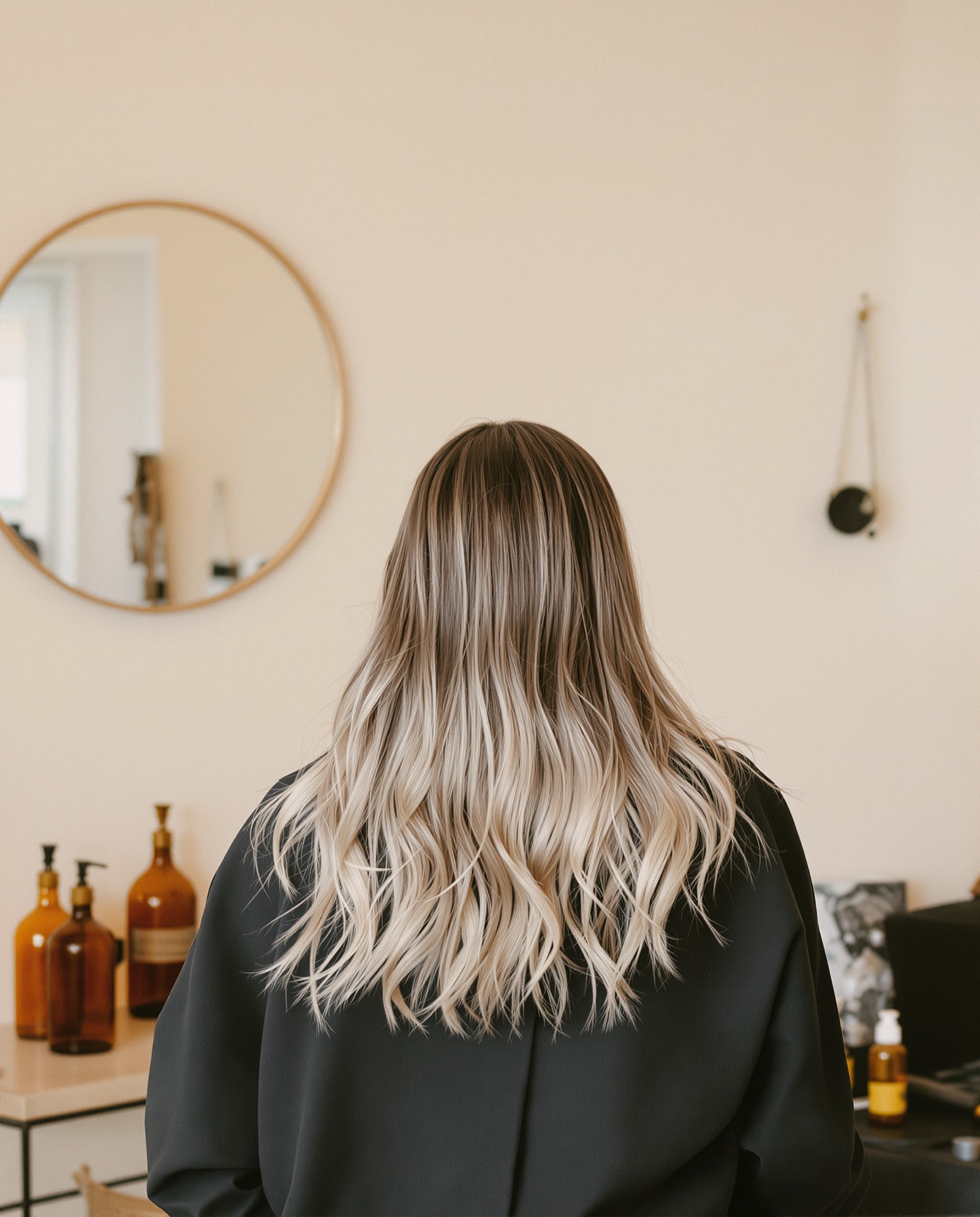 Balayage viewed from behind, showing the placement through the length