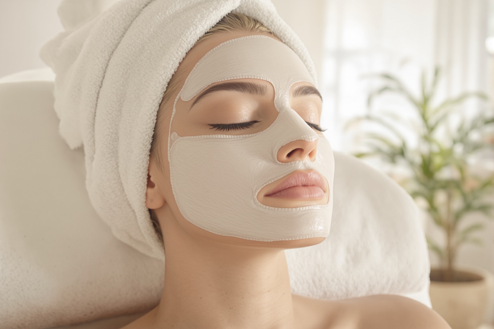 A mask applied during a facial